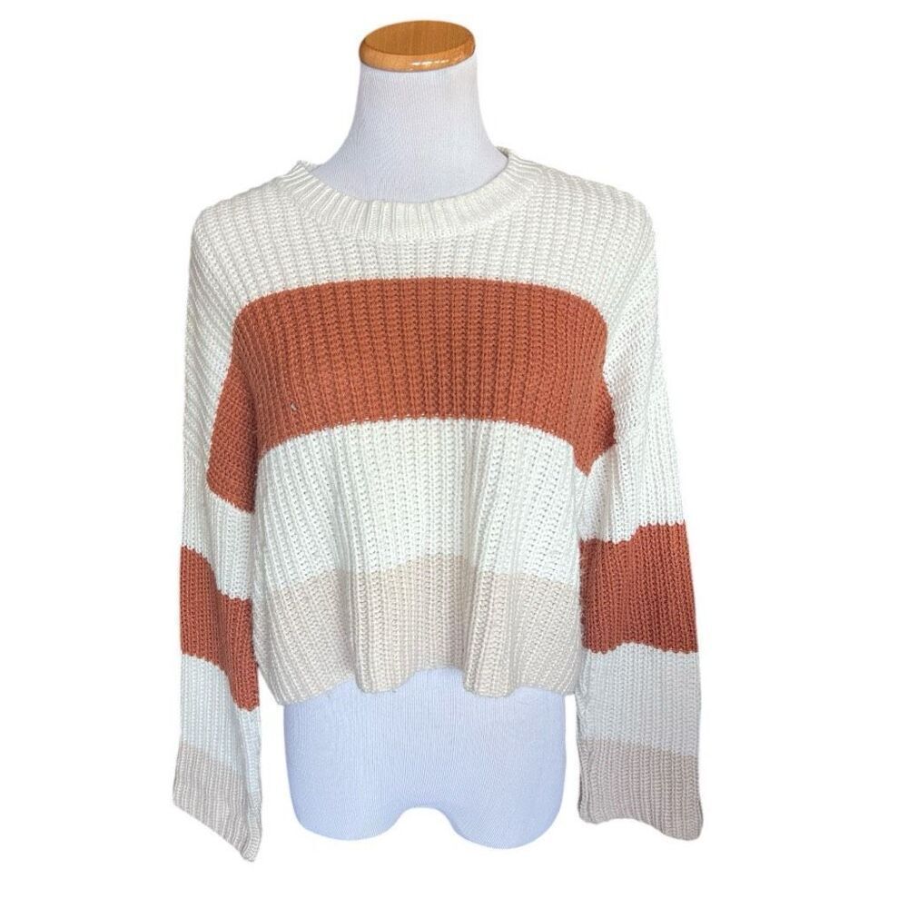 Womens Moon & Maison Boutique Color Block Striped Sweater - Sz M